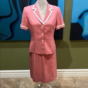 Vintage A.S.L Petite Kasper Blush Skirt Set with Ivory Accents